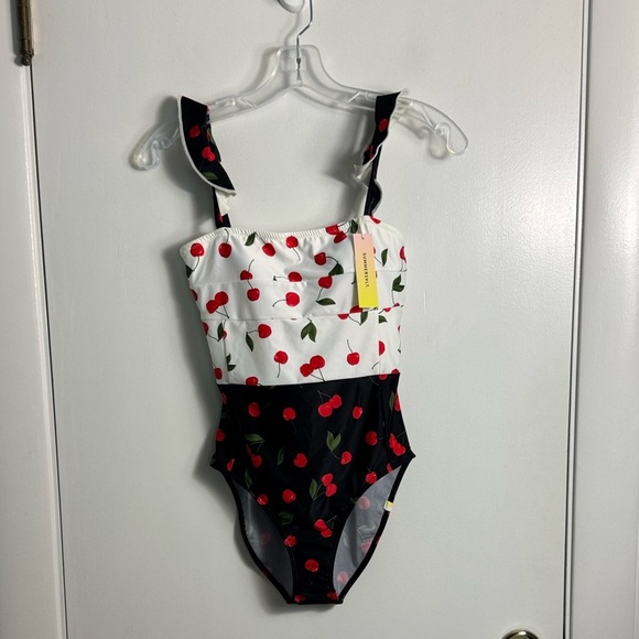 NWT Summersalt ruffle oasis Cherry Print One-Piece Swimsuit size 2 - Picture 4 of 7